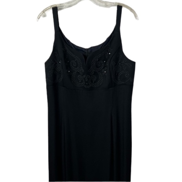 Vintage Scott McClintock Black Beaded Embroidered Long Maxi Dress Size 16 - Picture 3 of 9